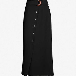 Sandro Paris black midi woven button skirt size 1